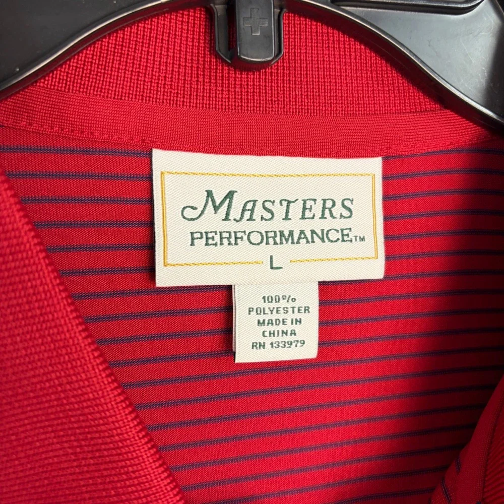 Masters Performance Mens Golf Polo Shirt Red Striped Logo Size Large - Picture 3 of 7